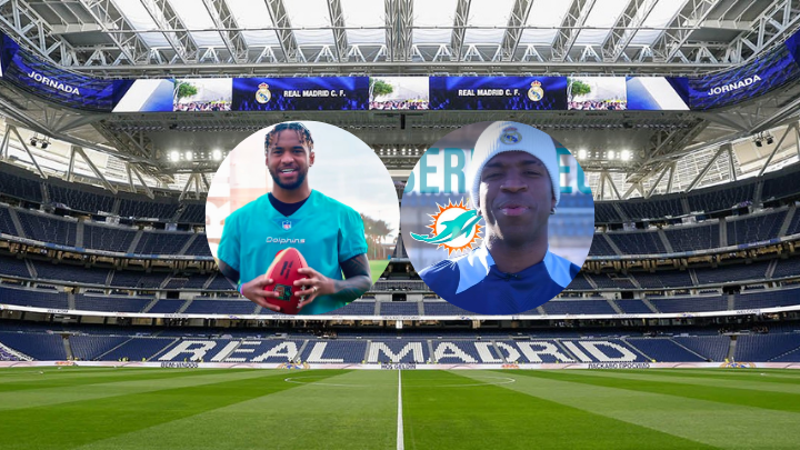 Video: Vinicius Jr., y Tua Tagovailoa, las estrellas que anuncian a los Dolphins en Madrid